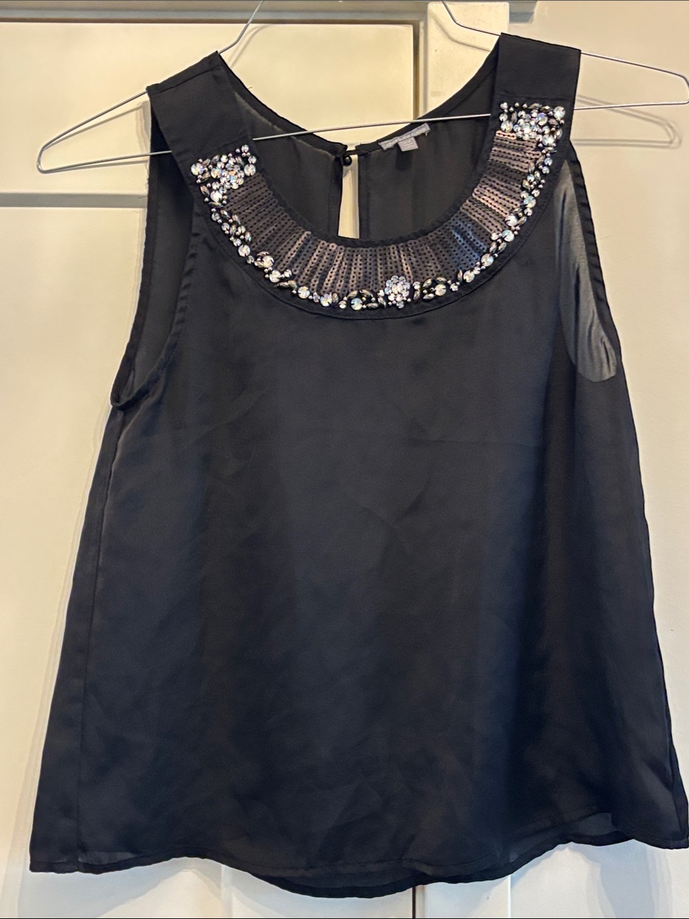 Charlotte Russe Black Sleeveless Beaded Neck Camisole
